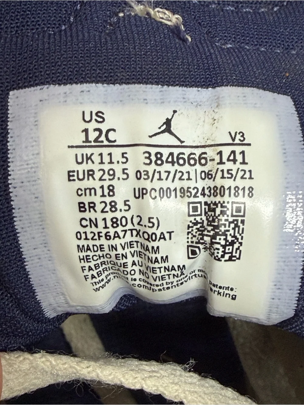 Jordan Kids White and Navy High-Top Sneakers